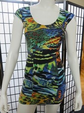 Solemio Club Sexy Party Bright Animal Print Bodycon Ladderback Cutout Dress XS