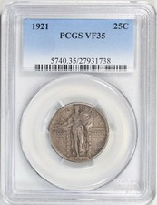 1921 STANDING LIBERTY QUARTER PCGS VF35