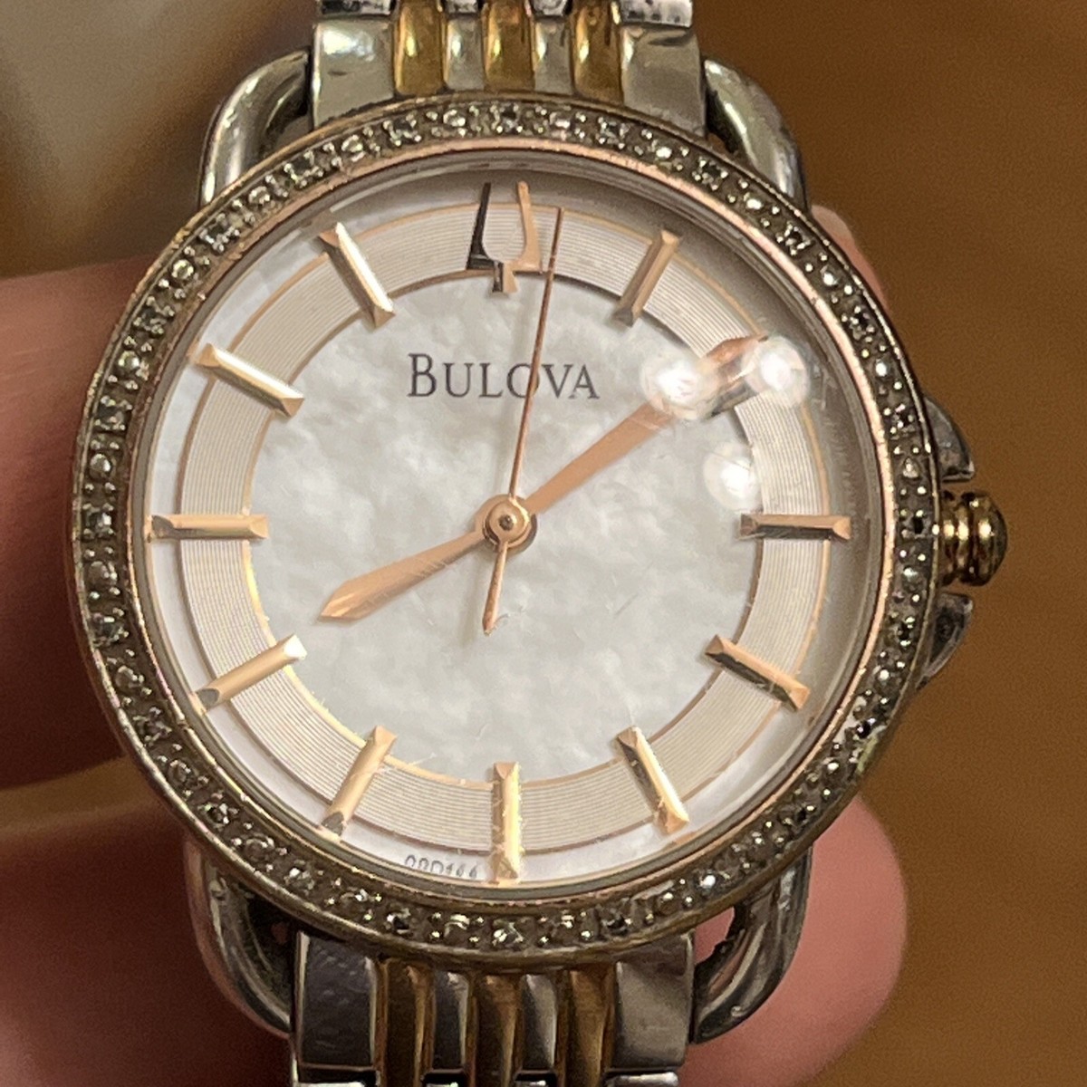 Bulova Women\'s 98R144 Diamond Two Tone Watch Bulova Two Tone Steel Diamond MOP Sticks Dial Ladies Quartz  main image 4