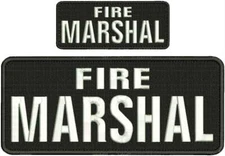 Fire Marshal embroidery patches 4x10 and 2x5 hook white