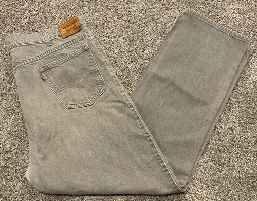 Pantalones de mezclilla vintage años para hombre 42x32 marca Levis dos caballos con etiqueta de cuero gris EE. UU. | eBay