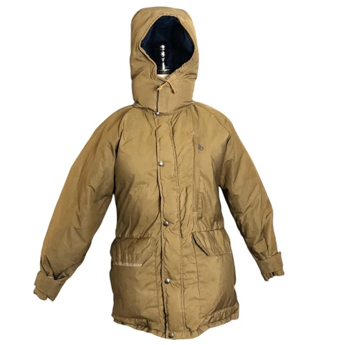 North Face Puffer Coat XSmall Beige Removable Hood Zipper Snap Insulated Parka