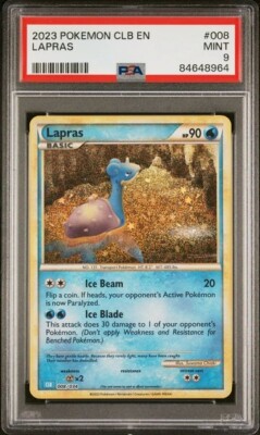 PSA 9 MINT Lapras 008/034 Holo English Pokemon Trading Card Game
