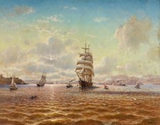 William Coulter Ships Sailing In The San Francisco Bay With Fort Point Canvas