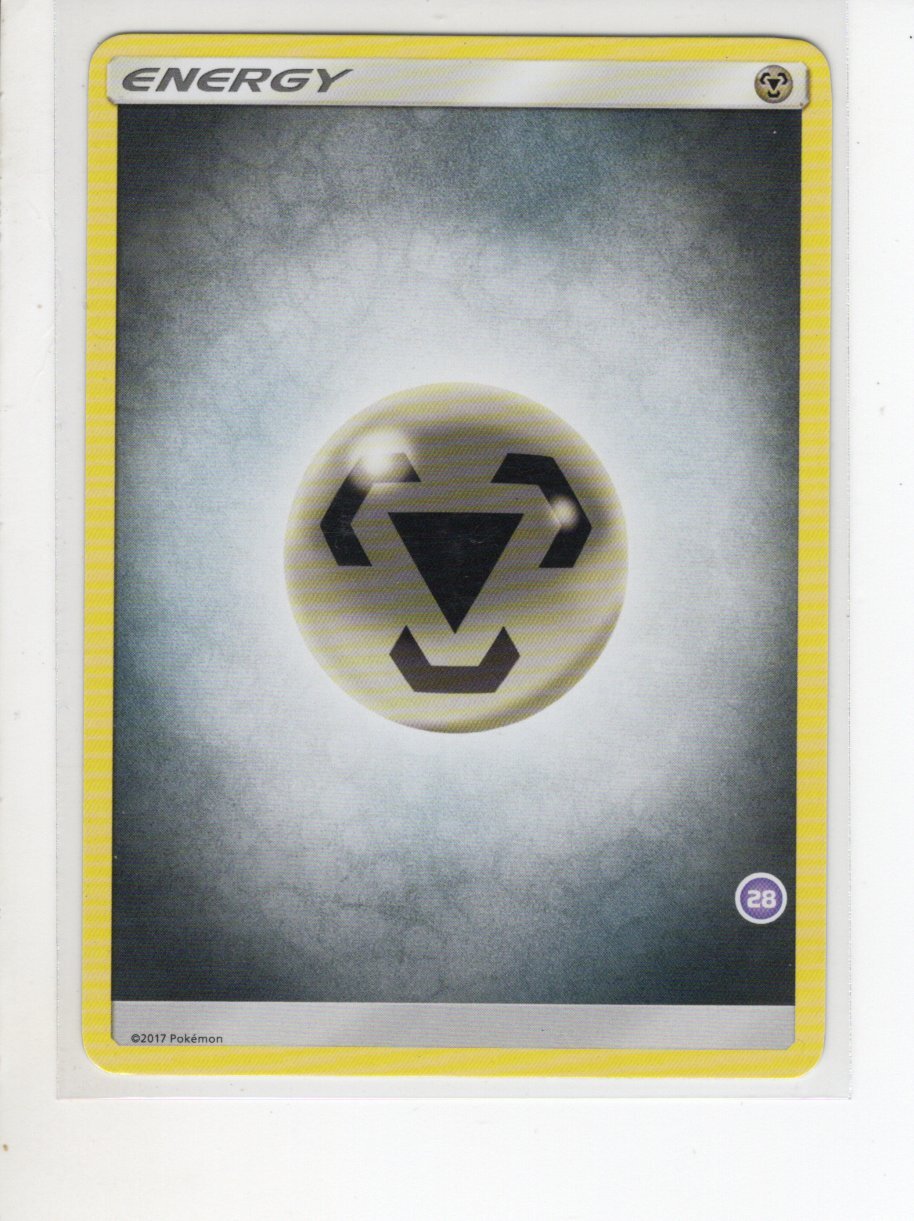 2017 METAL ENERGY SUN & MOON BASE SET NUMBER 28 POKEMON CARD LP