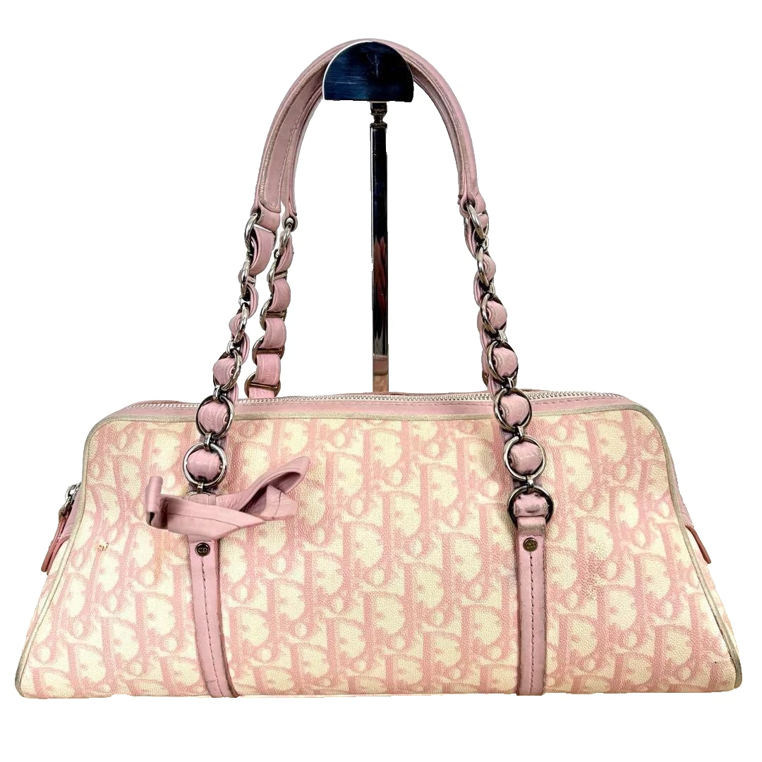 Christian Dior ruban mini sac Boston trotteur pvc créateur sac à main mode rare