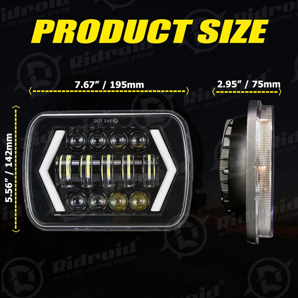 Faro LED H6054 haz sellado para camioneta Toyota Nissan 5X7 7X6 pulgadas Foto 4 de 4