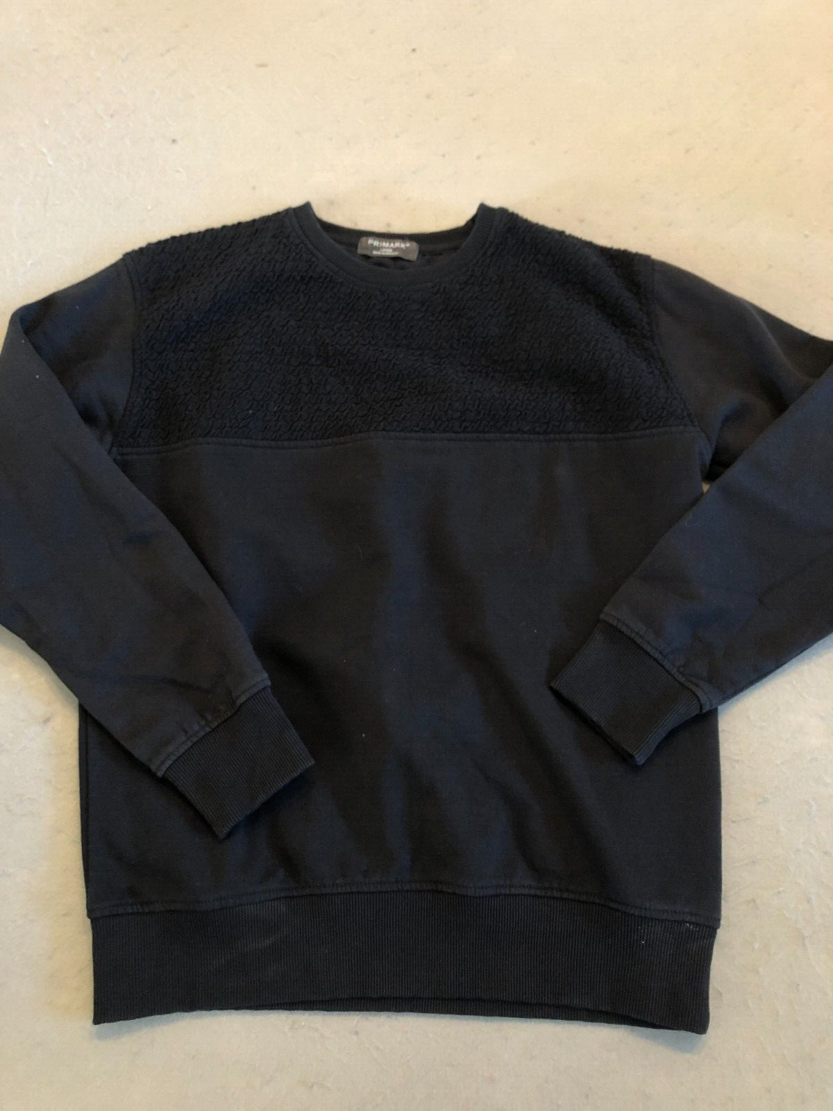 Primark Sweatshirt Women's Large Black Crinkle Panel Pullover