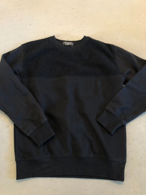 Primark Sweatshirt Women's Large Black Crinkle Panel Pullover Fleece Crew