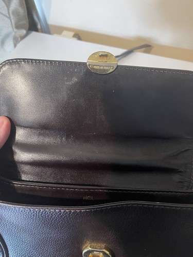HCL Signature Black Leather Logo Crossbody Wallet Bag Vintage Nice Condition - Picture 7 of 10