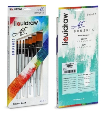 Liquidraw Artist Paint Brushes 7 Set Acrylic Oil Watercolour Painting Craft Art