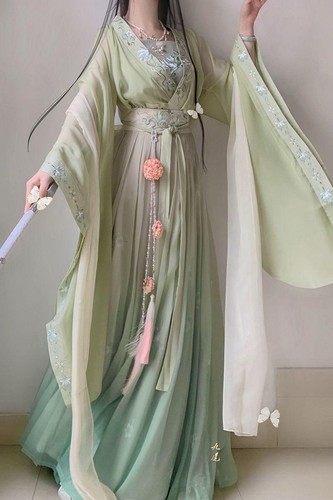 Chinese Hanfu Dress Women Cosplay Costume Traditional Green Blue Dance Dress - Picture 23 of 26