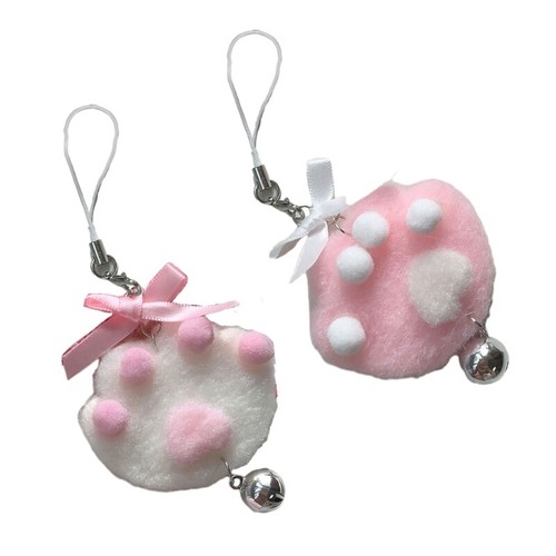 1/2pcsCat Claw Bell Bow Bag Charm Stylish Phone Pendant Plush Keychain Accessory - 第 6/10 張圖片