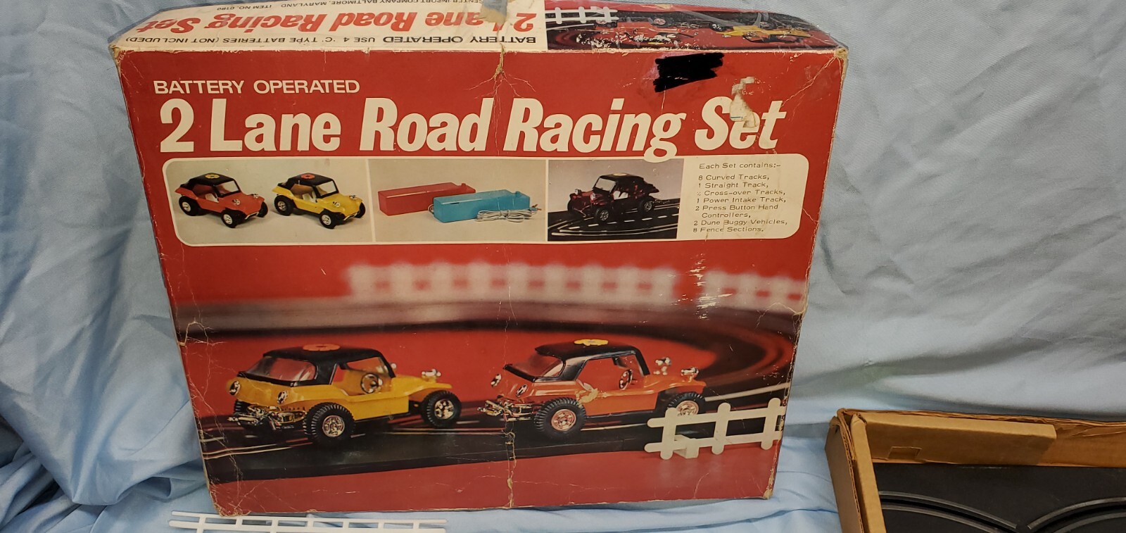 vintage 1960's DUNE BUGGY Battery Operated Road Race Slot Car Set N