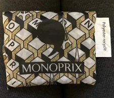 Monoprix Bag Paris Eiffel Tower Scrabble Reusable Grocery Shopping Tote French