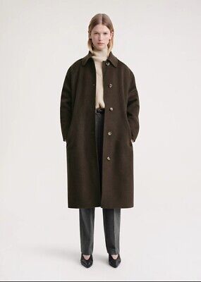 TOTEME Women's Chocolate Melange Double-sided Wool Midi Coat TOTEME Women's Chocolate Melange Double-sided Wool Midi Coat