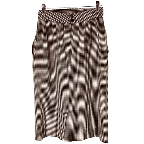 Gonna vintage ESCADA Margaretha Ley nera bianca pied de poule vita alta lana 36 - Foto 2 di 8