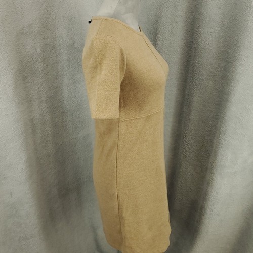 New Zara Dress Womens Small Tan Mini Shift Tunic Knit Short NWT Pullover Stretch - Picture 2 of 13