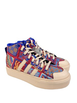 Adidas WOMEN'S BRAVADA 2.0 PLATFORM MID SHOES, Bliss Orange/Bold Blue Size 8