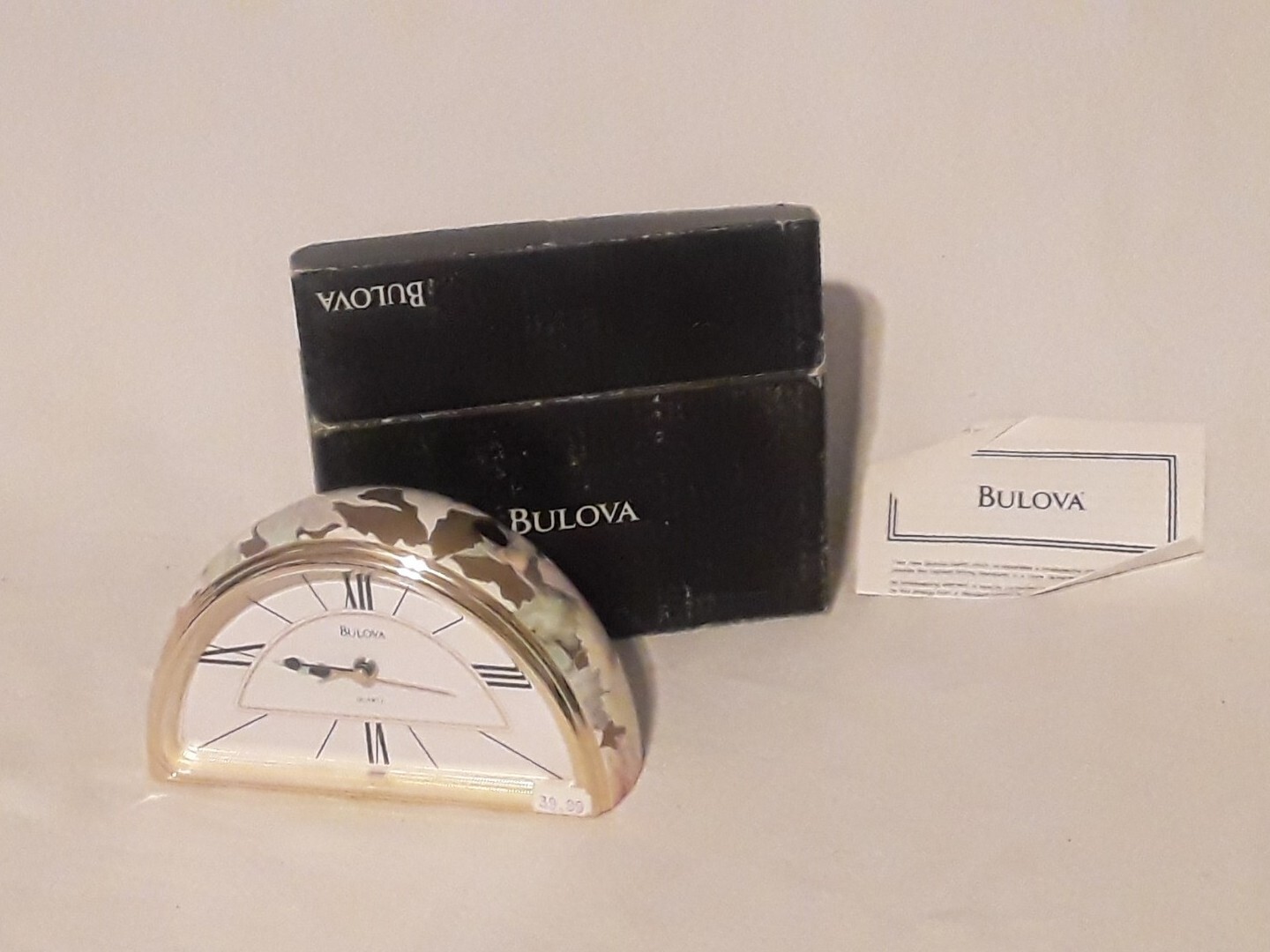 Vintage BULOVA Gold Trim Floral Quartz Table/ Shelf/ Mantel 