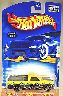 2001 Hot Wheels Mainline/Collector #101 CHEVY PICK-UP Yellow w/PR5 Spoke Variant