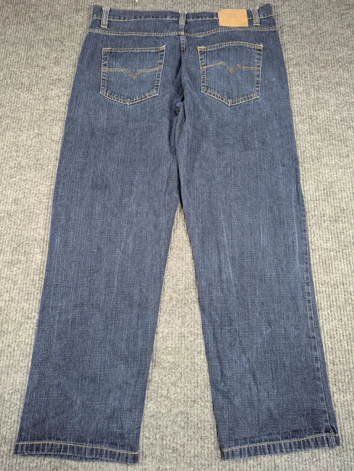 VTG Baggy Evolution Jeans Mens 38x34 Blue Denim Y2K Loose Skater Raver 38x30 - Image 2 of 4