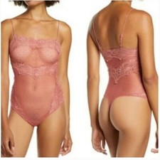 Free People That Sweet Thing Allure Mauve Pink Red Lace Thong Bodysuit XS