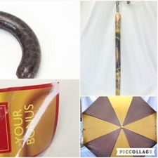 Aramis Umbrella Your Bonus Theme 40in Large Gold and Brown Rare Vintage 80s