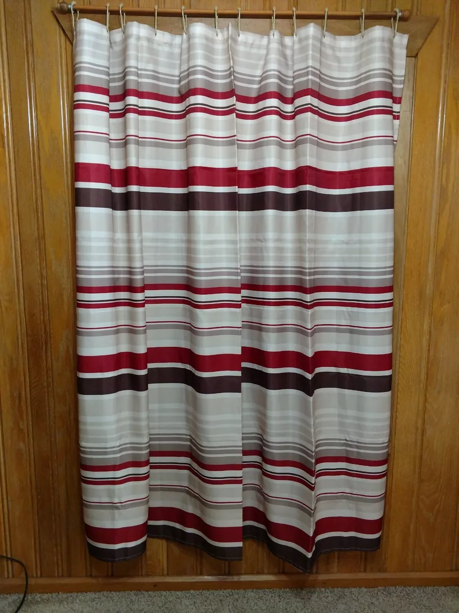 HOME Brown Maroon Tan Shower Curtain 72