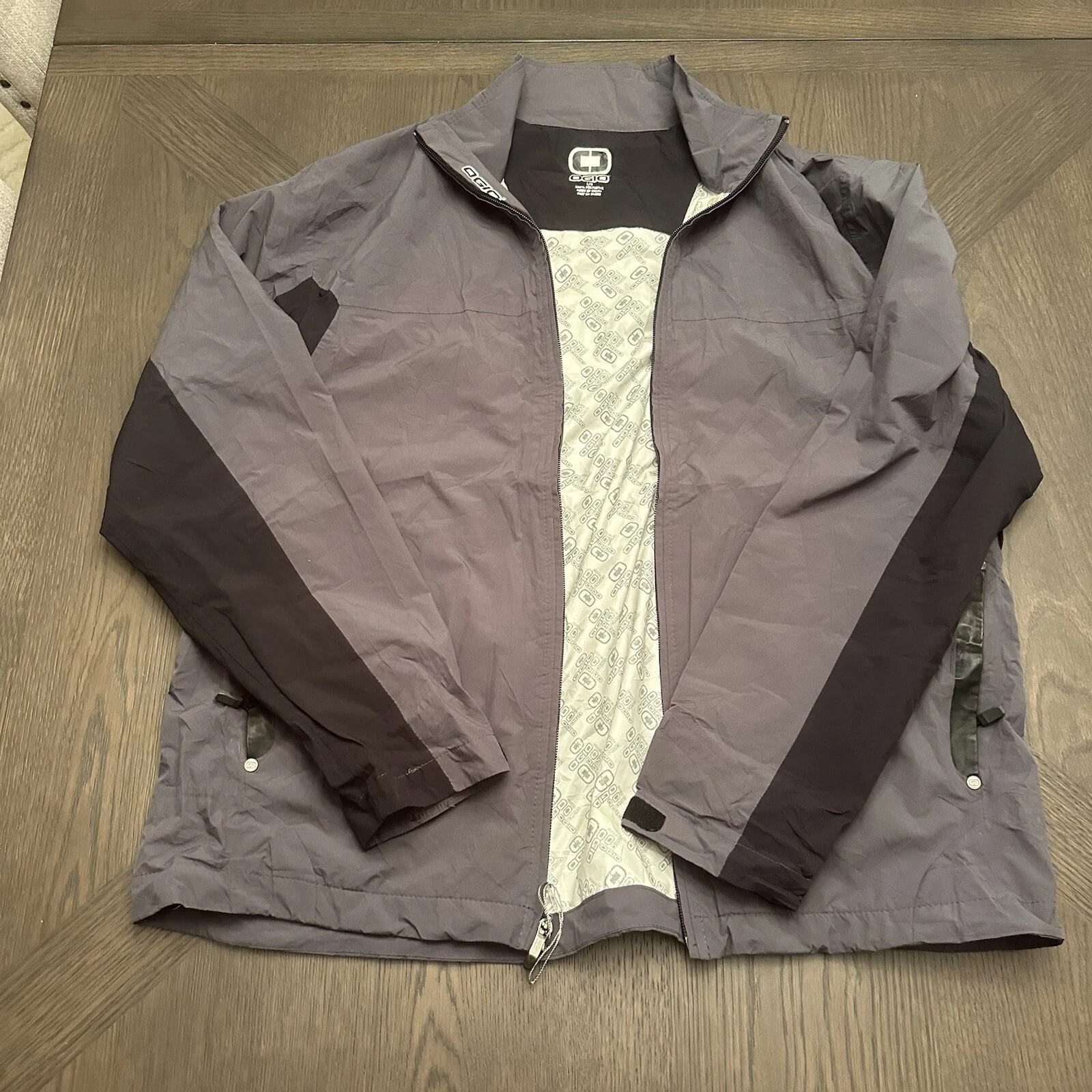 OGIO Jacket Adult L Gray Full Zip Lightweight Rain Golf Poly Mens Performance