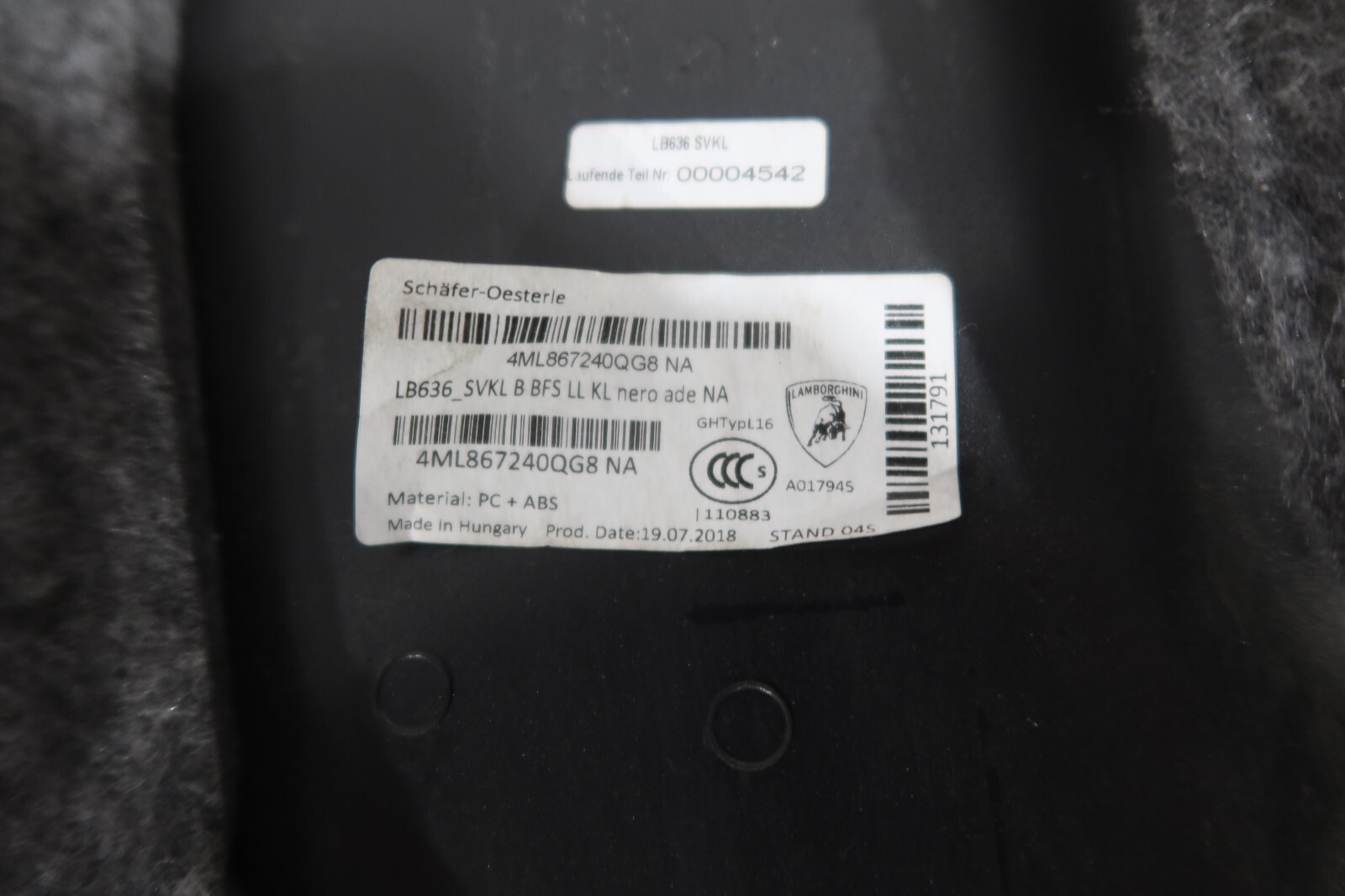 Lamborghini Urus Front Right Lower Interior B-Pillar Trim Cover 2019 - 2023 Oem