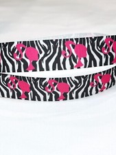 7/8" Wide Barbie Grosgrain Ribbon Doll Zebra Pink Silhouette  1 Yard 