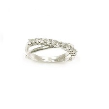 Bijoux Femme Bague T52 Alliance X Demi-Rail de Diamant Cz 2mm Argent 925