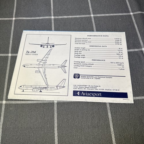 AVIAEXPORT TU204 AEROFLOT SOVIET AIRLINES BROCHURE VINTAGE 1980s SEAT CHART - Picture 9 of 10