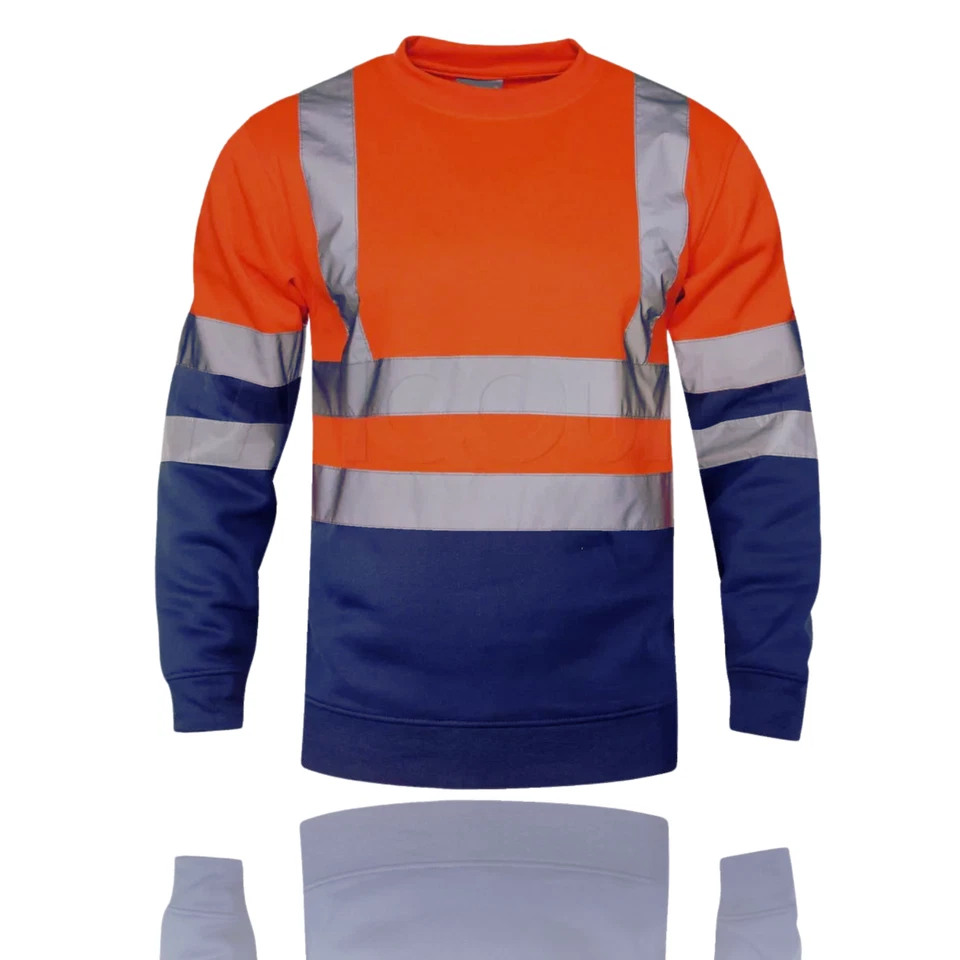 Hi Vis Crew Neck Sweatshirt HIGHVISIBILITY REFLECTIVE ROUND NECK WORKWEAR Jacket - Image 3 of 4