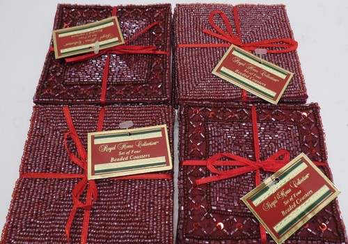 Royal Home Collection, 16 Perlenuntersetzer, rot, 2 Designs
