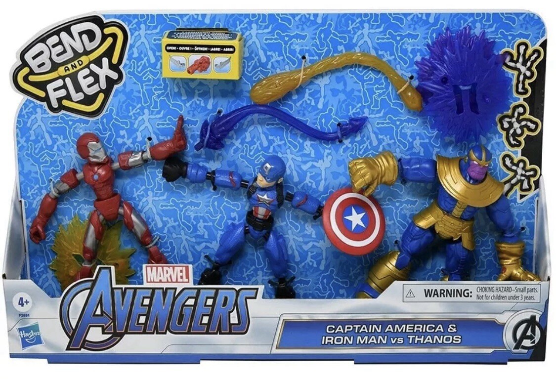 Marvel Avengers Bend & Flex Pack of 3 Figures Iron Man Thanos Captain America
