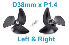 1 Pair D38mm 3-Blades Left Right P1.4 RC Boat Propellers 4mm Shaft US SELL/SHIP