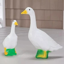 2-PC SET Small & Large Dress Up Goose Garden Statue Indoor Outdoor Yard Decor