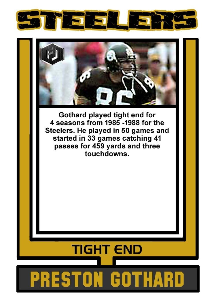 クリスト、アートカード ACEO PRESTON GOTHARD PITTSBURGH STEELERS CUSTOM HAND MADE ART CARD