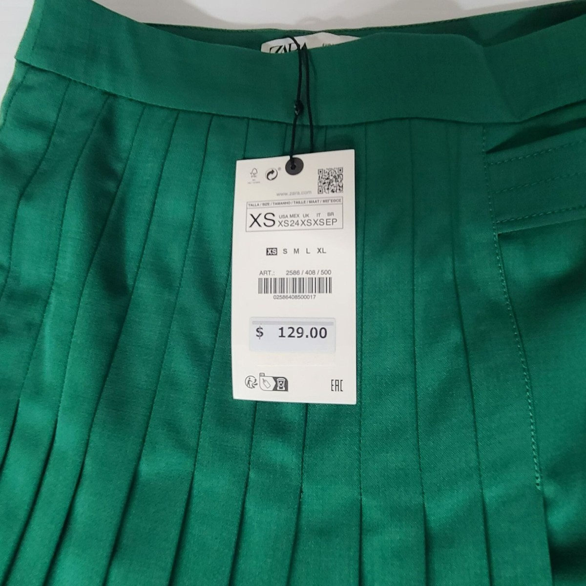 【せいら着用】ER PLEATED SKIRT カーキ ZARA PLEATED SKIRT WITH BELT - LIMITED EDITION GREEN SIZE S