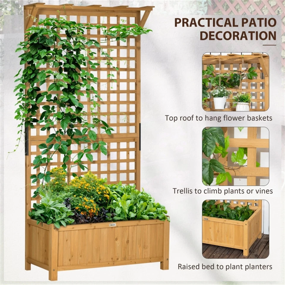 Wood Planter with Trellis for Vine ClimbingYellow - Image 3 of 4