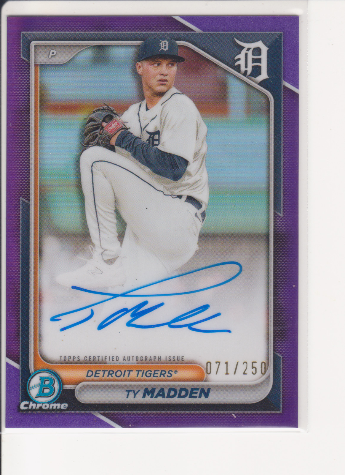 2024 Bowman Chrome - Ty Madden Auto #CPA-TM Purple Refractor /250 Tigers