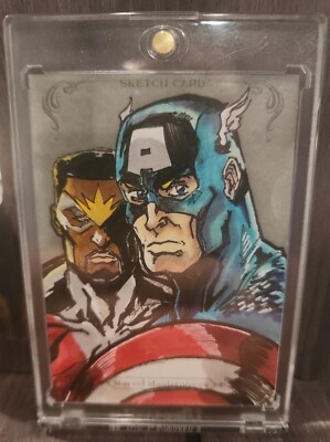 2018 UD Marvel Masterpieces Captain America/Falcon 1/1 Sketch by Adam Harris 