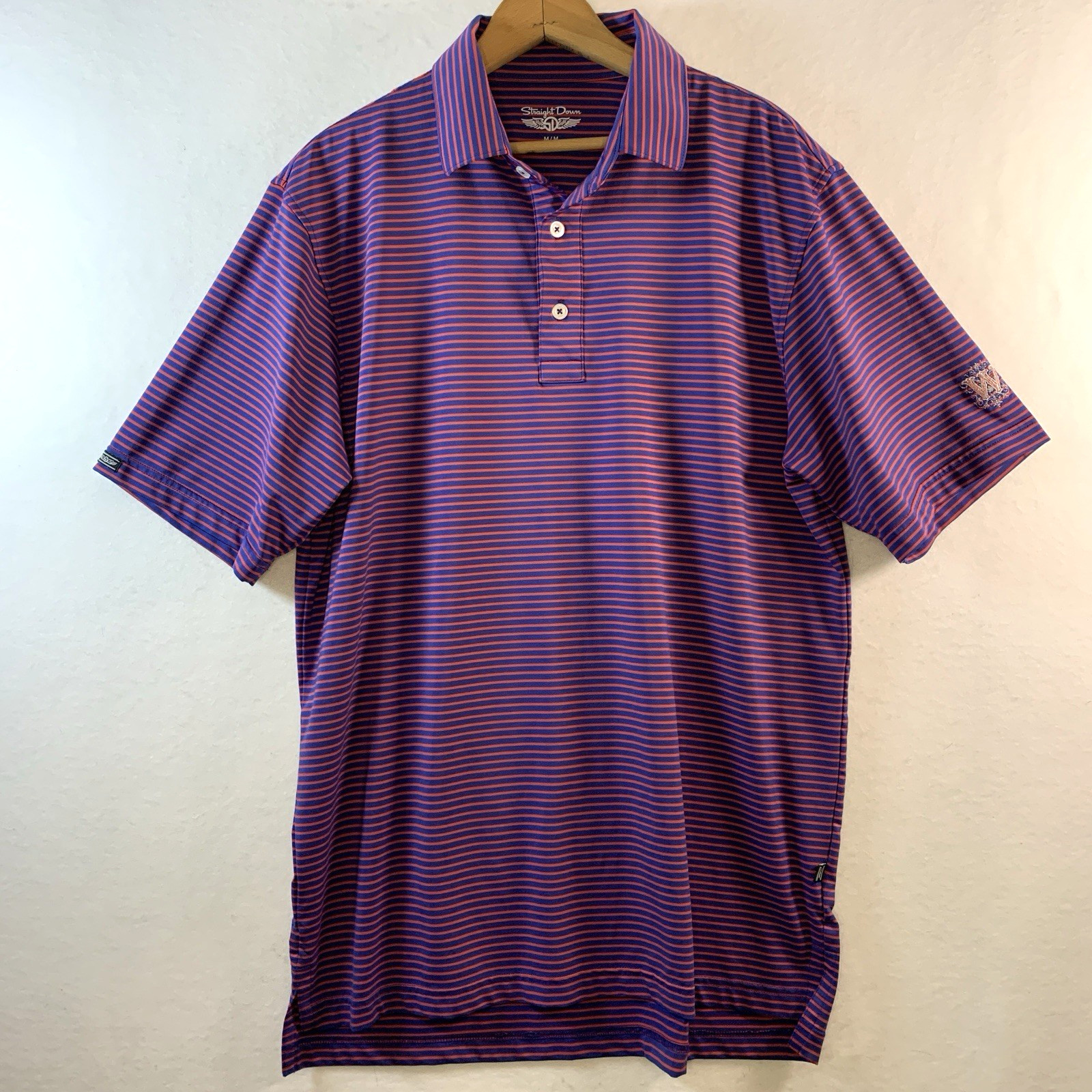 Straight Down Striped Performance Polo Medium Log… - image 1
