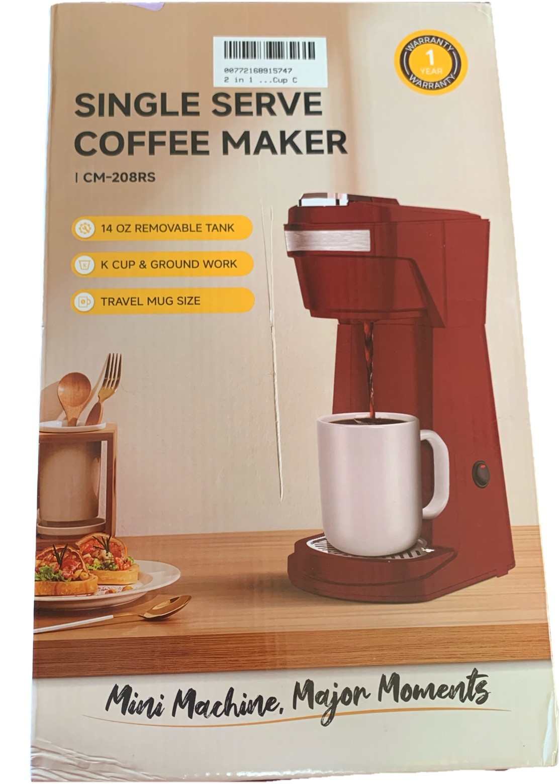 Mini K Cup Pods & Ground Coffee Machine 6 -14 Oz Red