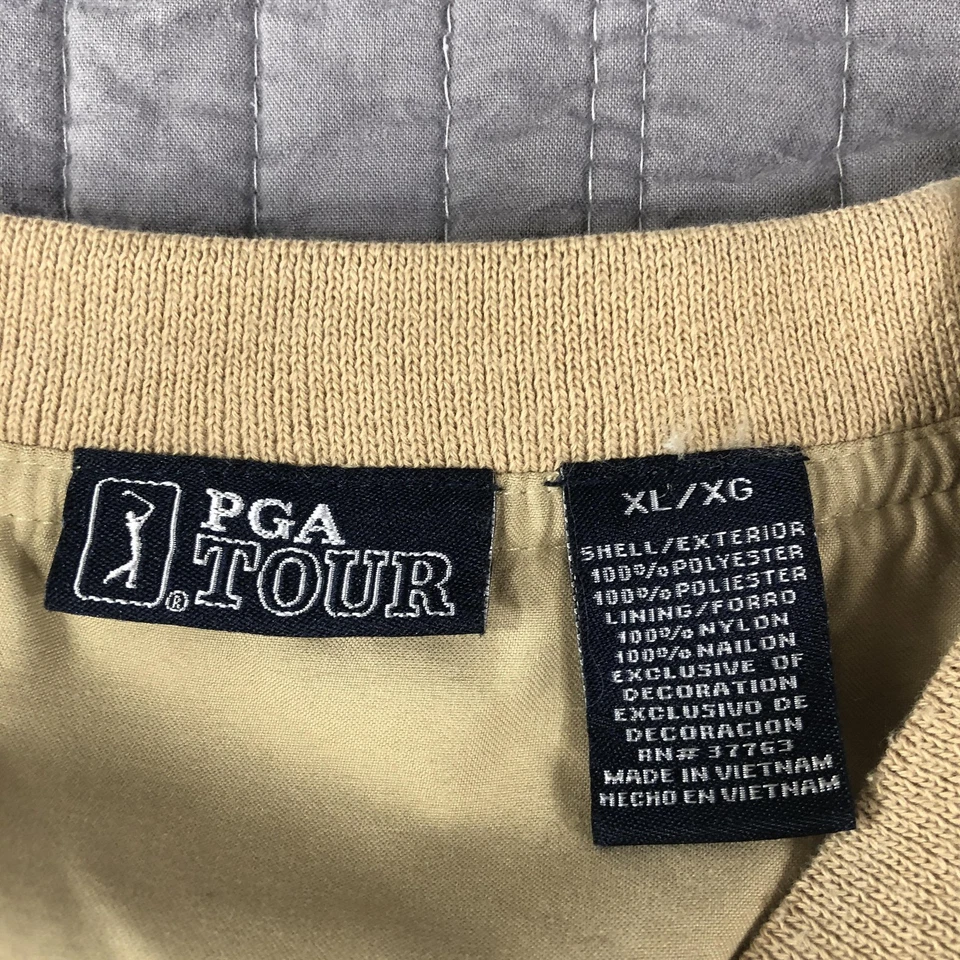PGA Tour Pullover Mens XL Tan V Neck Windbreaker Golf Jacket Polyester Lined - Image 3 of 4