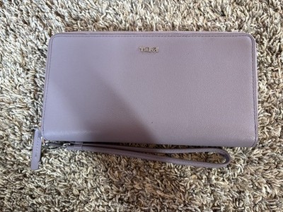 TUMI Belden SLG Travel Wallet Passport Case Pearl Pink w/ Gold Hardware Wristlet