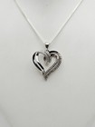 SUN Sterling Silver Diamond Heart Pendant Necklace 18" — photo 1