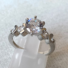 925 Sterling Silver Diamonique 5 Stone Ring QVC DQCZ Size N